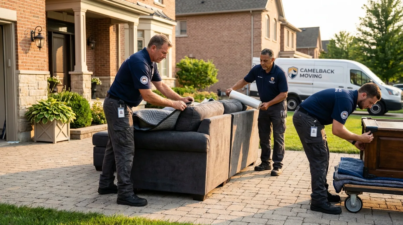 Large estate moving crew wrapping furniture in Pleasantville, NJ