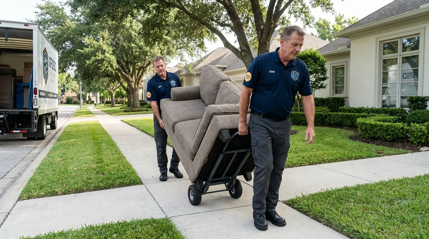 Local residential moving crew loading furniture in Pleasantville, NJ