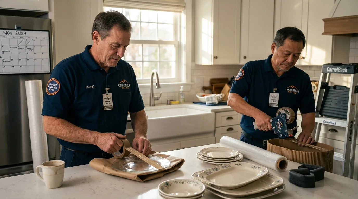 Professional crew packing kitchen dishware in Pleasantville, NJ